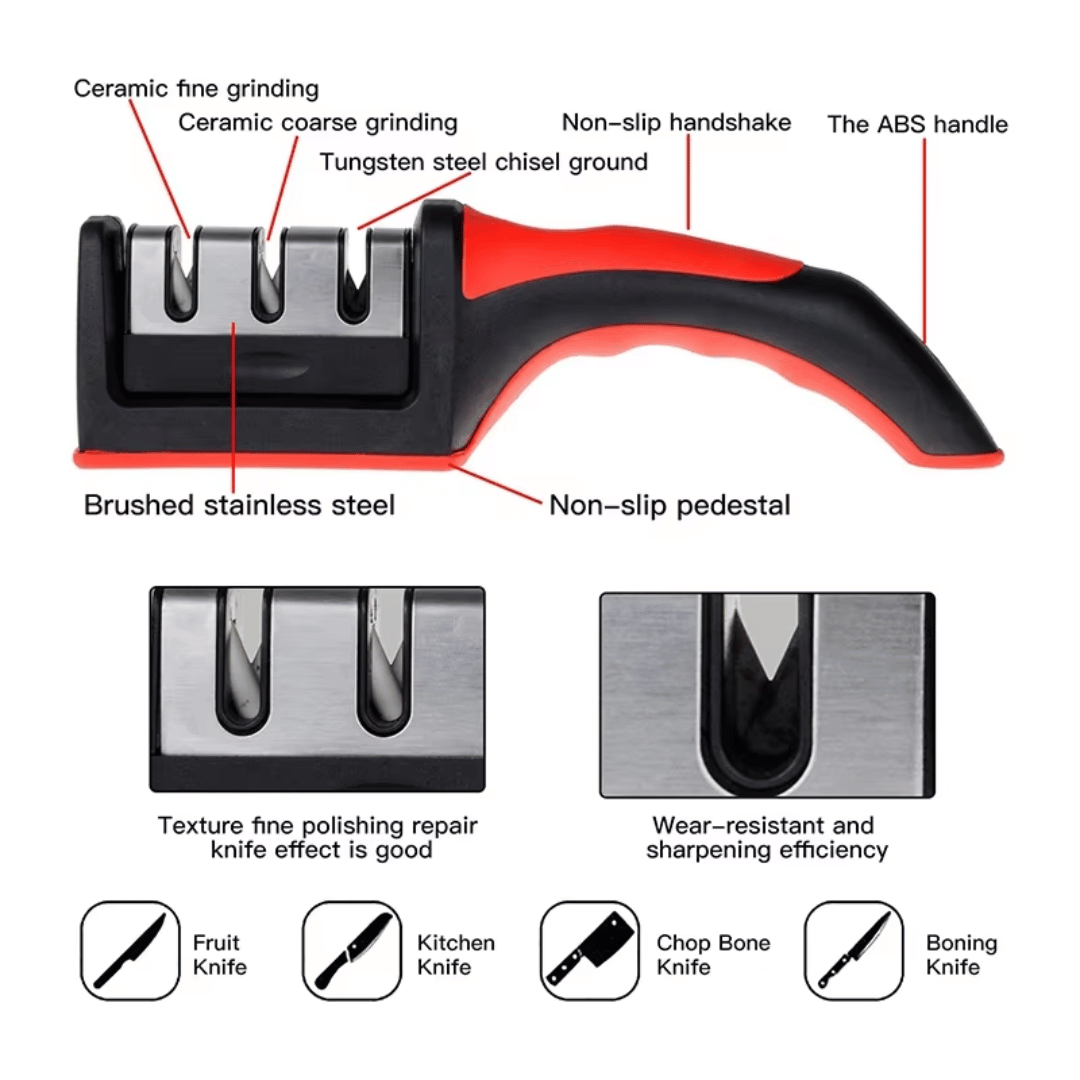Compact Knife Sharpener for Straight and Serrated Blades – Durable Steel and ABS Construction for Effortless Cutting 3