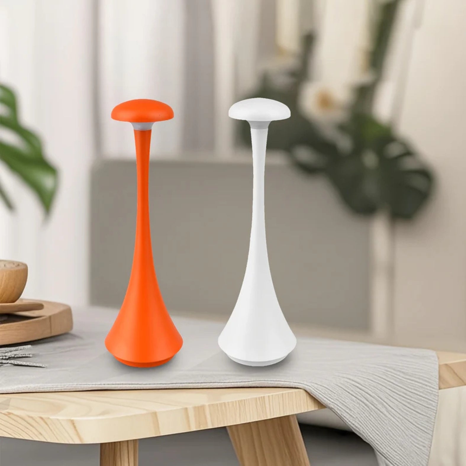 Cordless Rechargeable Mushroom Table Lamp with Touch Control – Modern Bedroom Ambient Lighting 2