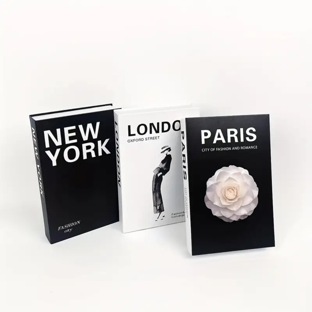 Elegant Decorative Faux Book Set – Set of 3 Stylish Fake Books Decor for Modern Home Accent, Neutral Tones 3