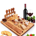 Wooden Serving Board Set - Elegant Design with Built-In Knife Holder 3