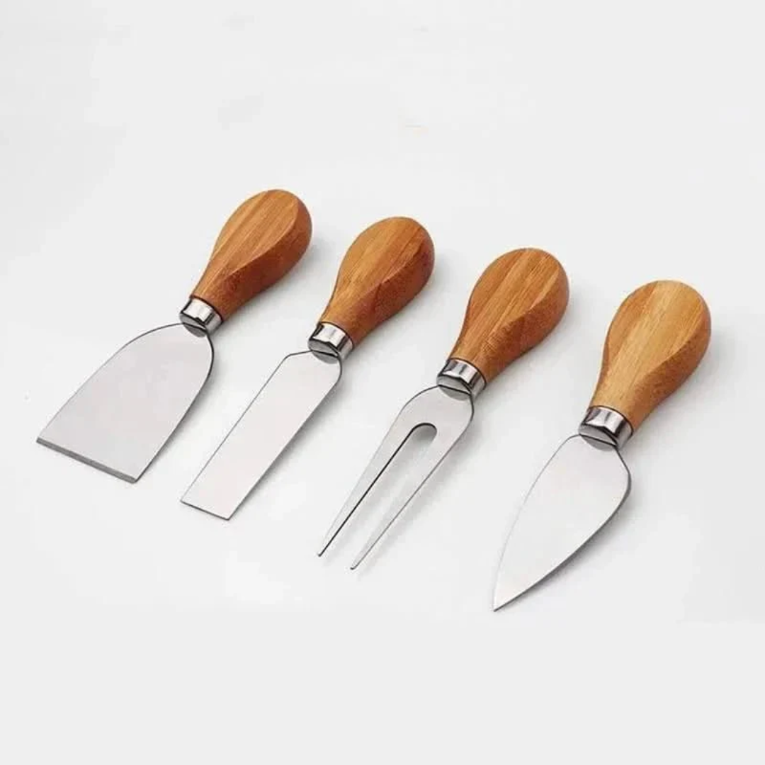 Wooden Serving Board Set - Elegant Design with Built-In Knife Holder 5